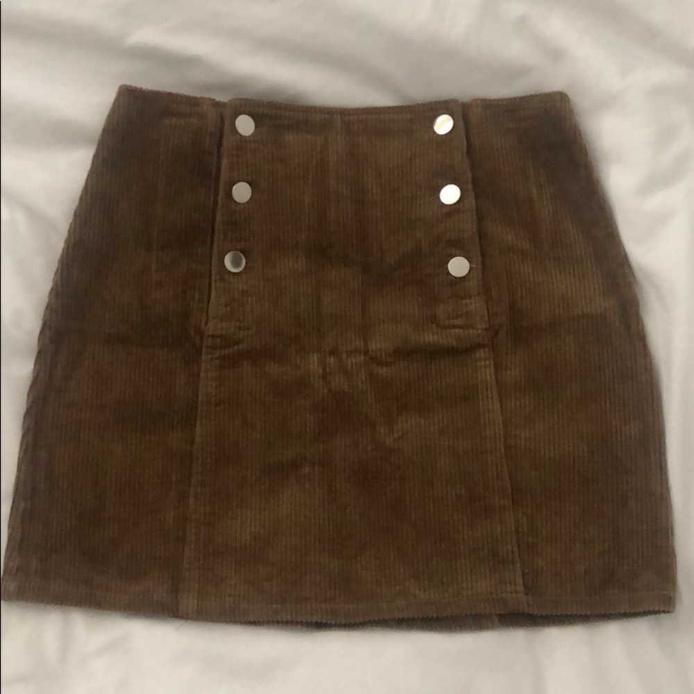Brown chord mini skirt